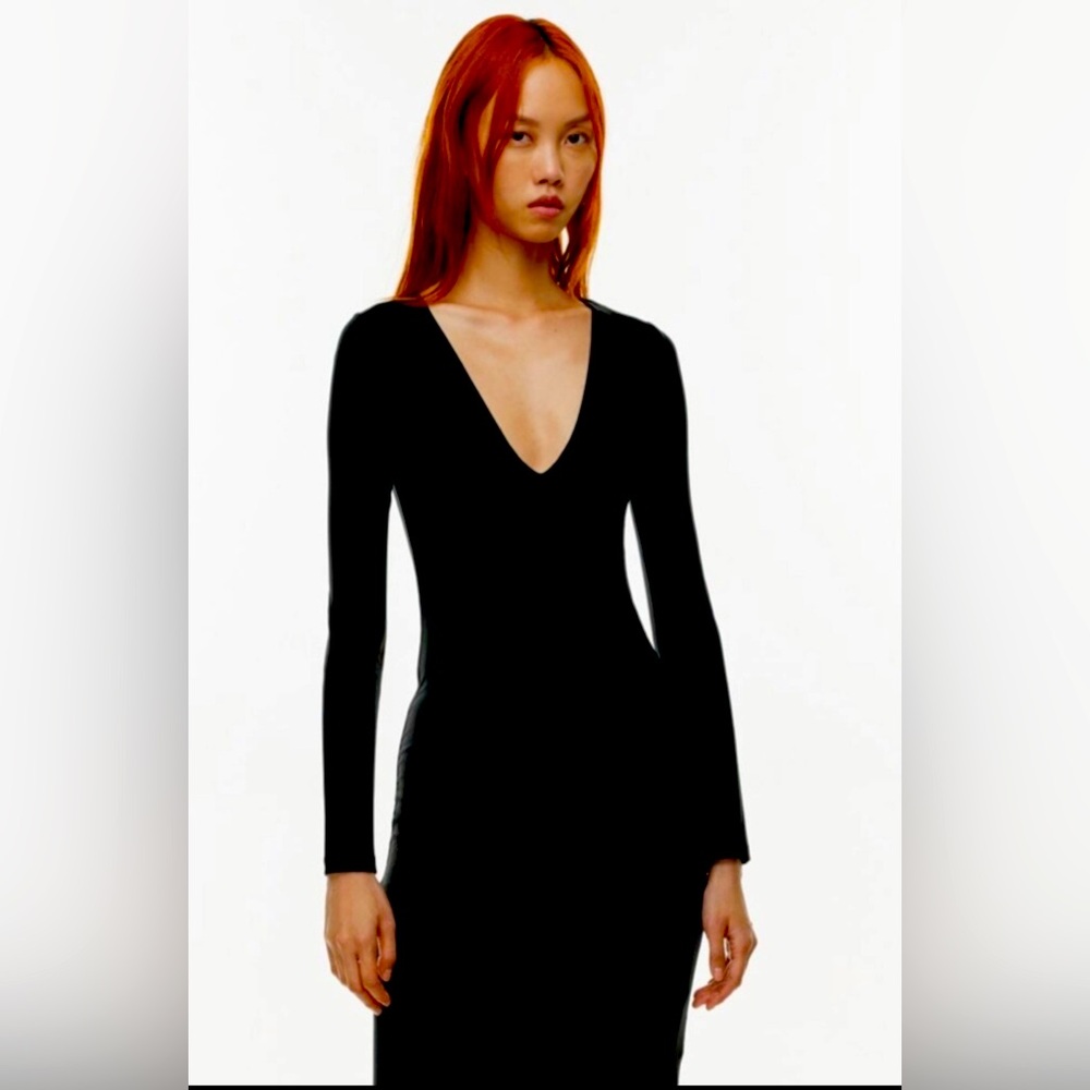 Babaton Classic Black Dress with a deep V-neck